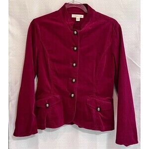 Coldwater Creek Corduroy Jacket ASO Hermoine Granger Flap Pockets Womens P10 Red